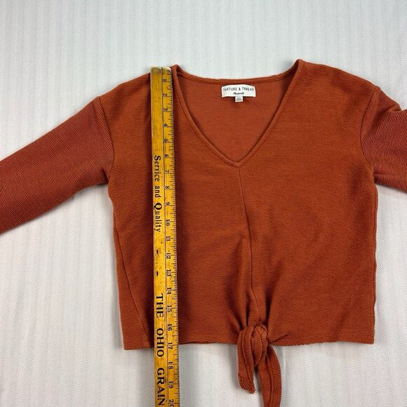 Madewell  Texture  And Thread Cropped Tie Front Top Burnt Orange Womens Size XXS - Picture 5 of 7